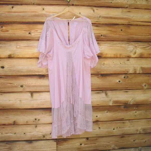 Free People Cotton Lace Ruffle Duster Top Dress - Picture 3 of 11